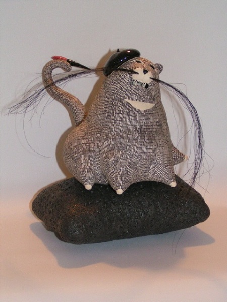 2010 Salvador Dali Cat (7''x6''x5'') Porcelain, Stoneware, Horsehair Salvador Dali Cat